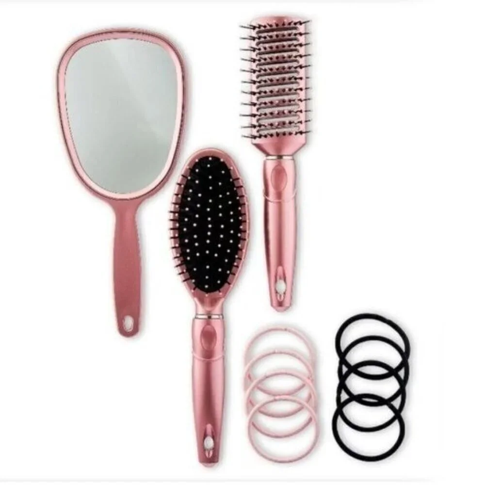 Pink Hairbrush Set New 12 Pieces